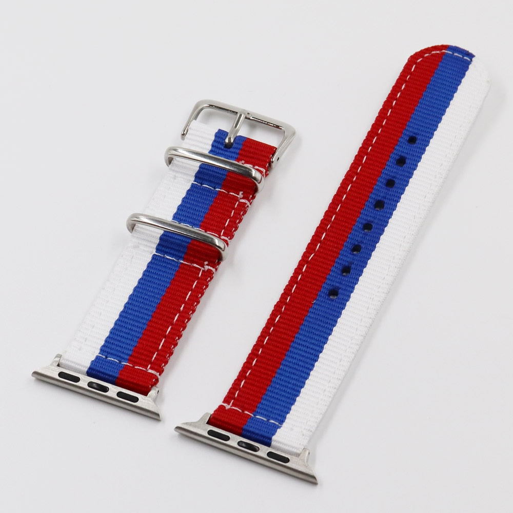 Nato Nylon Strap For iWatch 4 3 2 1 Watchband 42mm 44mm for Apple Watch Band 38mm 40mm For Russian flag stripes Wrist Bracelet
