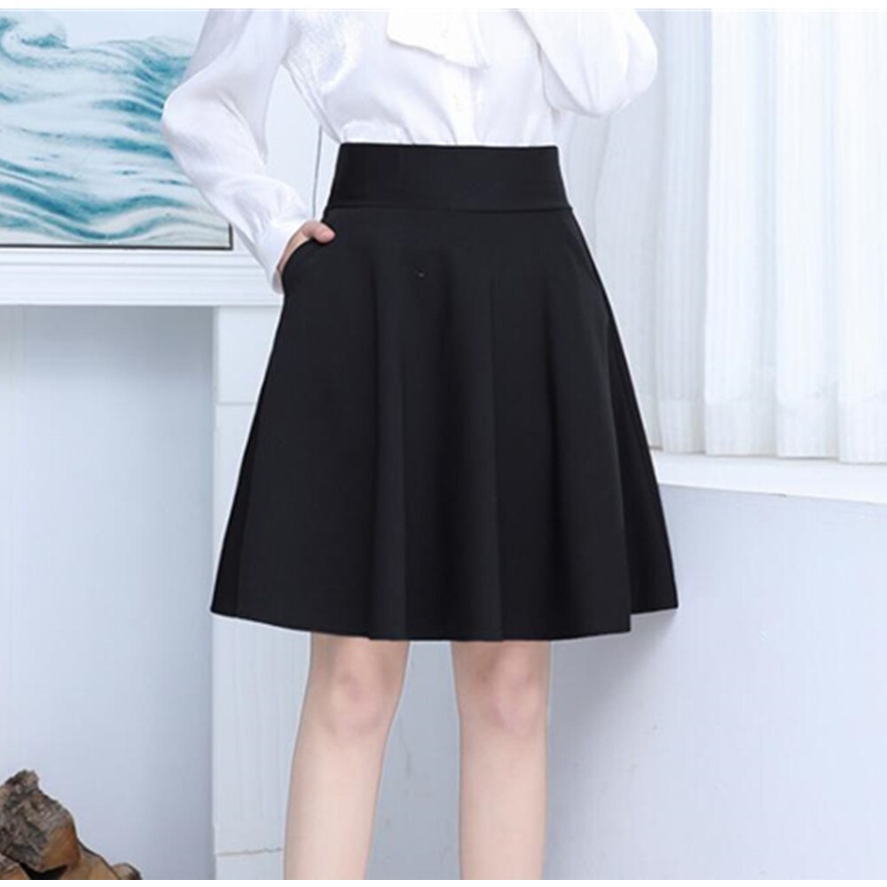 A Line Short Skirts Women Beach Office Wear High Waist Chic Black Cotton Suits With Skirt