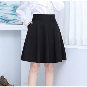 A Line Short Skirts Women Beach Office Wear High Waist Chic Black Cotton Suits With Skirt