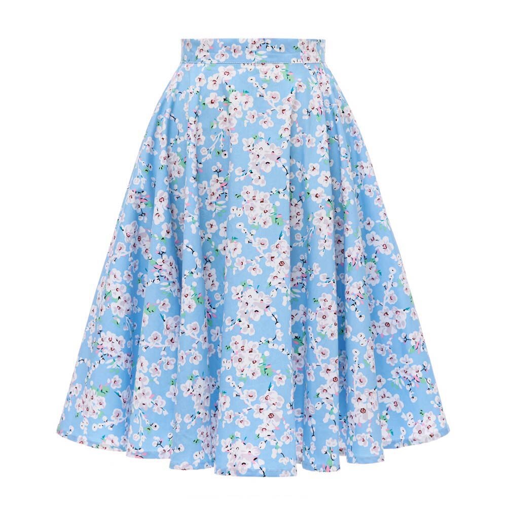 Autumn High Waist Skirt Cotton Womens Polka Dot Floral Print Vinatge Swing Pinup Rockabilly 50s Retro Vintage Party Skirts