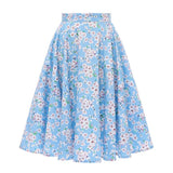 Autumn High Waist Skirt Cotton Womens Polka Dot Floral Print Vinatge Swing Pinup Rockabilly 50s Retro Vintage Party Skirts