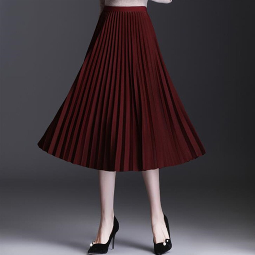 Summer Women Long Yellow Maxi Pleated High Waist Elastic Casual Party Midi Skirt