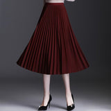 Summer Women Long Yellow Maxi Pleated High Waist Elastic Casual Party Midi Skirt