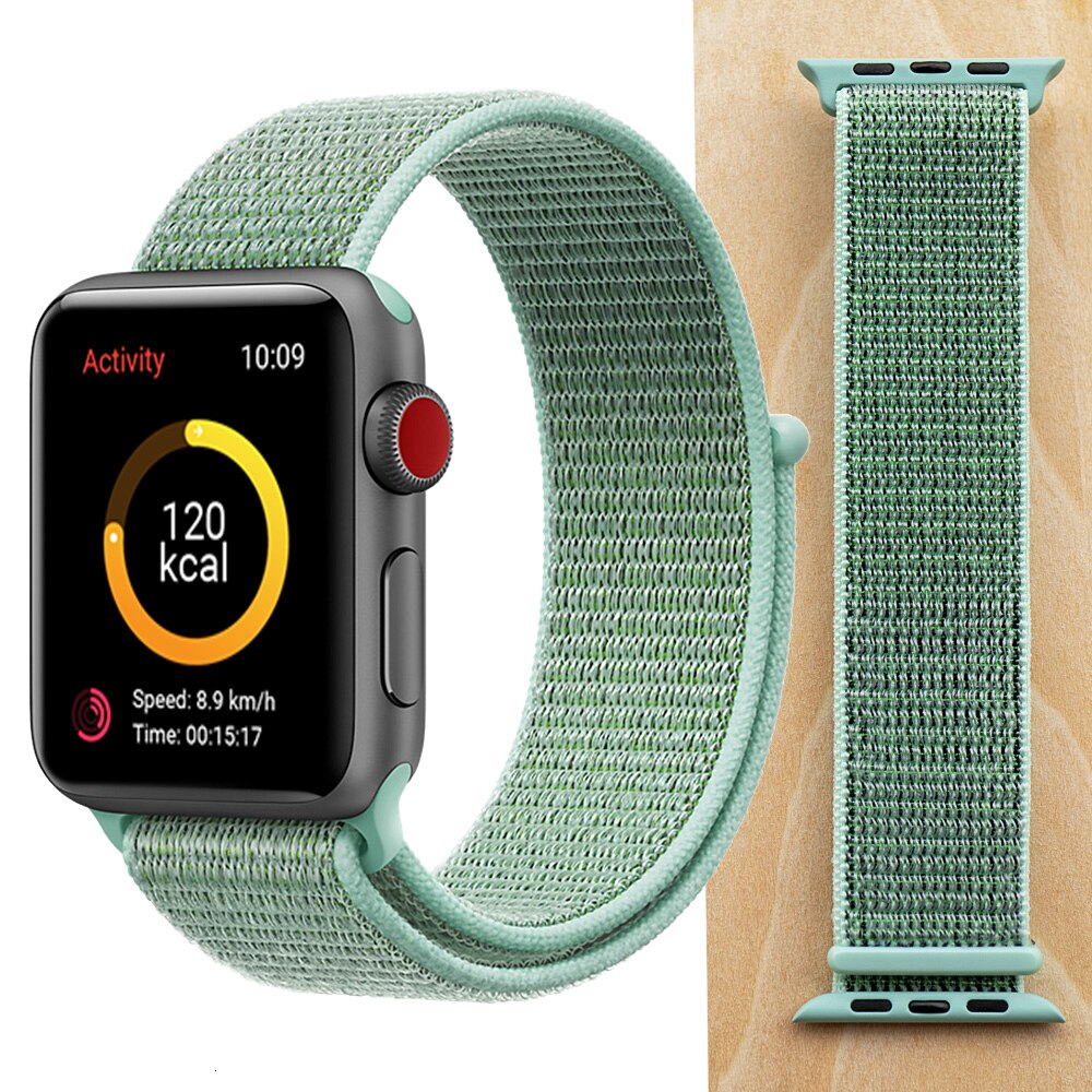 High Quality Nylon Sport Loop Replacment for Apple Watch band 44mm Series 5 4 3 2 1 Breathable Woven Strap 42mm iwatch 40mm 38mm