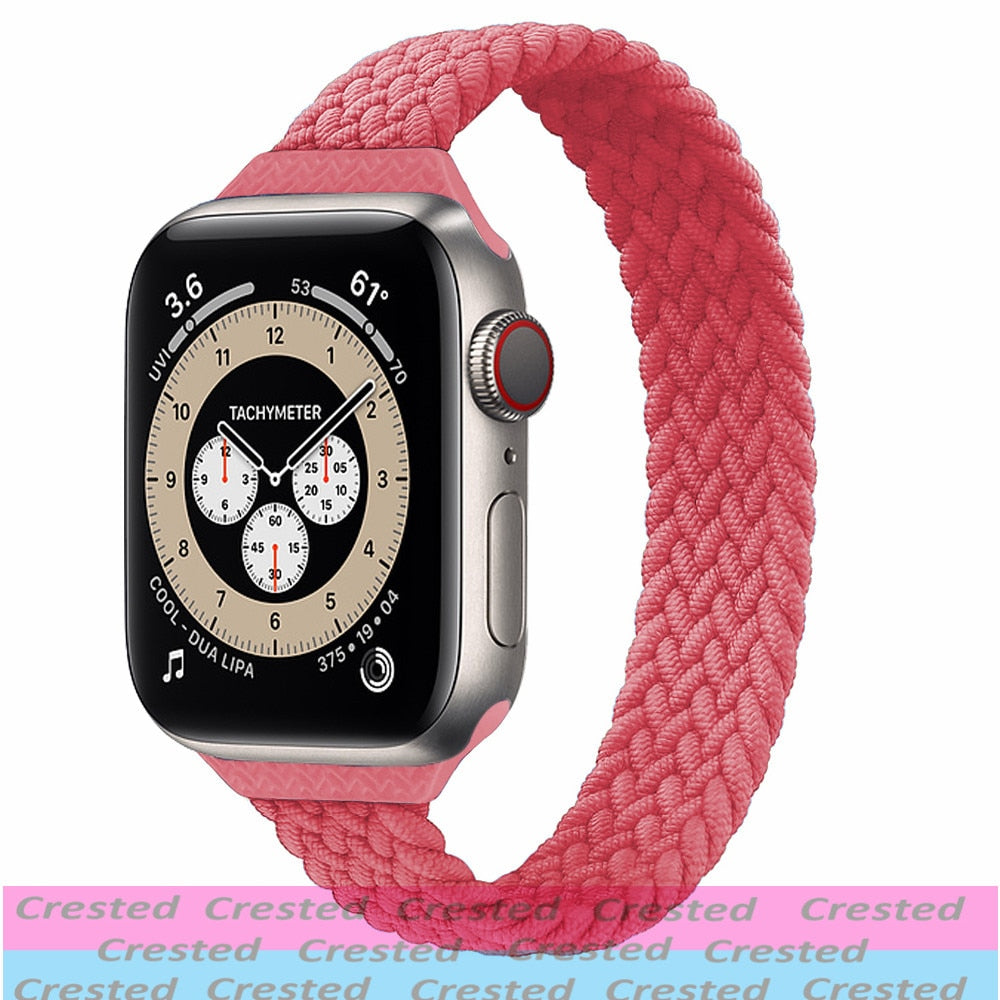 Green and Red Boho Adjustable Fabric Apple Watch Band