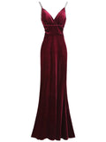 Diamond-encrusted Evening Gown Night Long Dress New Velvet Temperament Nightclub Sexy High Split Evening Dress V-neck Robe