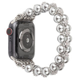 Elegant Watchband Compatible for Apple Watch Band 38mm 40mm 42mm 44mm Pearls Beaded Stretch Bracelet Watch Strap Bands for Women