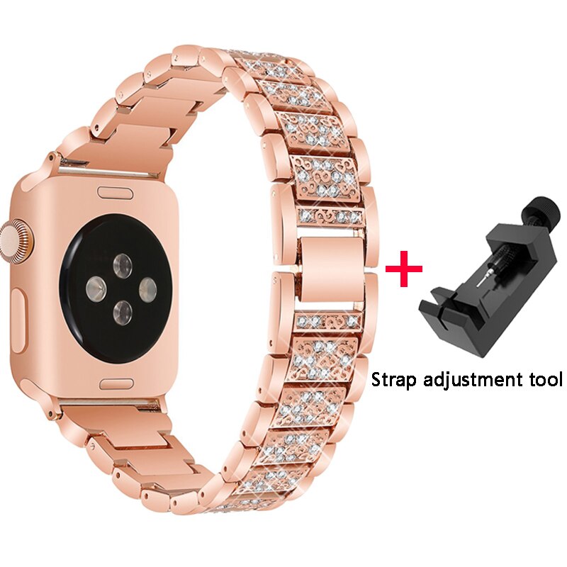 Diamond Band + case For Apple Watch 40mm 44mm 38mm 42mm iWatch series 5 4 3 2 1 bracelet apple watch stainless steel strap women
