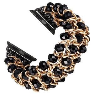 Dressy Straps Replacement for Apple Watch Bands 5 Bracelet iWatch Series 44mm 40mm Band Strap Woman Bling Accessories Black Bead