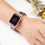 Women's Jewelry Strap For Apple Watch Band 6 5 4 40/44mm Diamond Stainless steel Agate Bracelet For iWatch Series 3 38/42mm Band