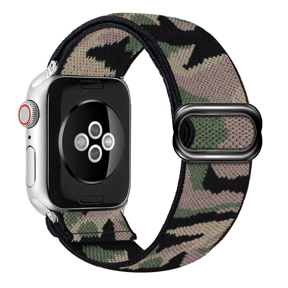 Braided Nylon Loop Elastic Buckle for Apple Watch Band 44mm40mm SE 65 Leopard Bracelet Strap on Smart iWatch Series 38mm42mm 432