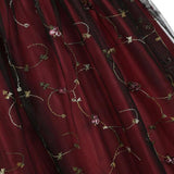 Mesh Embroidery Lace Up Side High Waist Slim Vintage Fit and Flare Elegant Party Pleated Retro Cami Dress