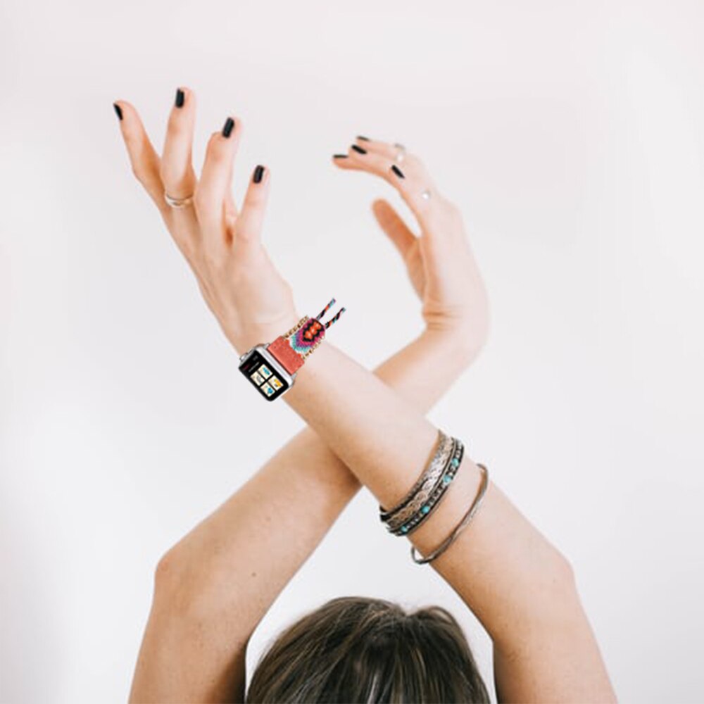 Fabric Braided Rope Strap for Apple Watch band 5 4 2 40/44mm 38/42mm nylon Adjustable Bracelet Band Watchband for iWatch 5/4/3/2