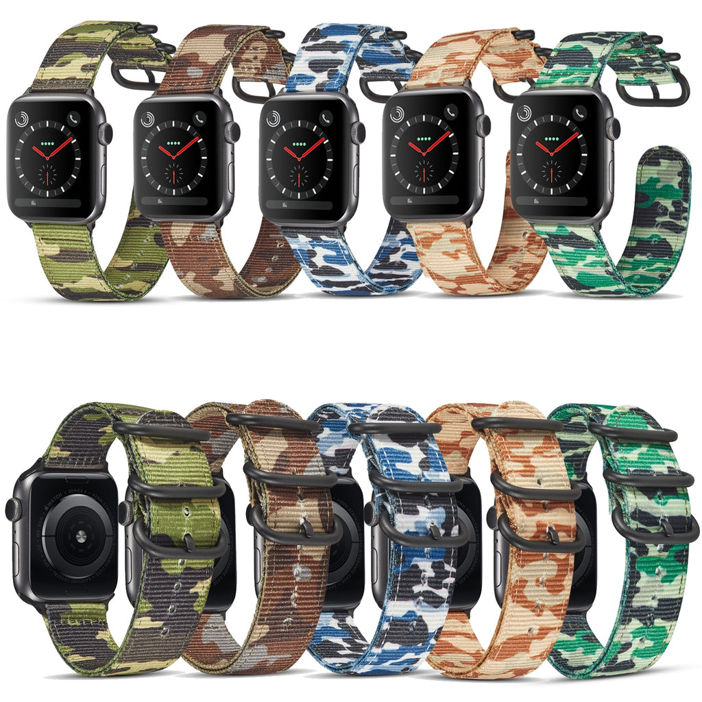 Nylon Buckle Bands for Apple Watch Series 1 2 3 4 5 6 SE Outdoor Army Green Watch Band 40 44MM for iWatch Strap 38 42MM