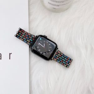 For Apple Watch 6 5 4 3 2 1 SE Women Style Watch Band Colored Five Beads Diamond Strap For iWatch 44mm 40mm 42mm 38mm Bracelet