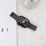 For Apple Watch 6 5 4 3 2 1 SE Women Style Watch Band Colored Five Beads Diamond Strap For iWatch 44mm 40mm 42mm 38mm Bracelet