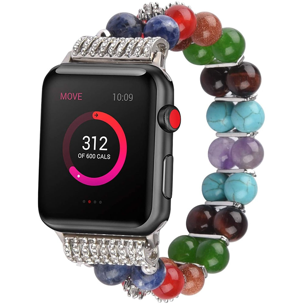 Women's Jewelry Strap For Apple Watch Band 6 5 4 40/44mm Diamond Stainless steel Agate Bracelet For iWatch Series 3 38/42mm Band