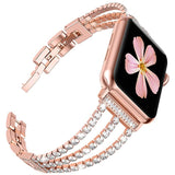 Women's Jewelry Strap for Apple Watch Band 7 6 41/45mm 44/40mm 42/38mm Diamond Metal Belt for iWatch Bands Serie SE 5 3 Bracelet