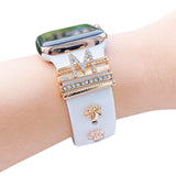 Metal Charms Decorative Ring for Apple Watch Band Diamond Ornament Smart Watch Silicone Strap Accessories for iwatch Bracelet