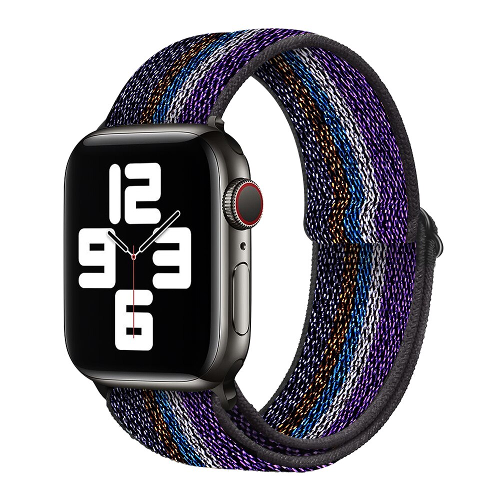 Braided Nylon Loop Elastic Buckle for Apple Watch Band 44mm40mm SE 65 Leopard Bracelet Strap on Smart iWatch Series 38mm42mm 432