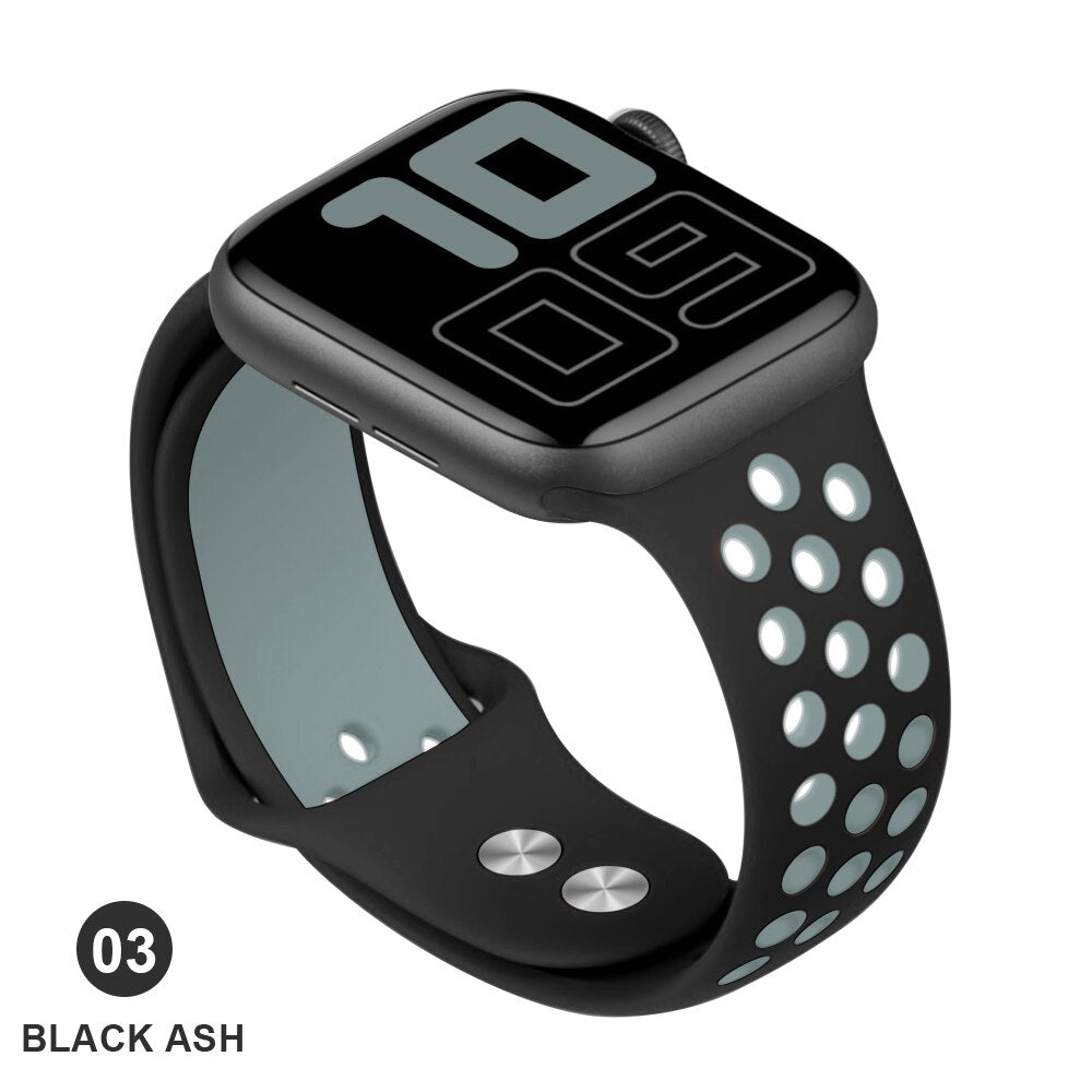Band for Apple Watch 5 4 3 2 1 42MM 38MM soft Breathable strap Silicone Sports bands for Nike+ Iwatch series 5 4 3 40mm 44mm