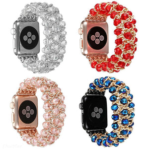 Handmade Pomegranate Shape Agate Beads Elastic Band for Apple Watch 5 40MM 44MM Watch Bracelet For iwatch Series 4/3/2 38mm 42mm