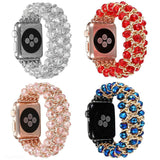 Handmade Pomegranate Shape Agate Beads Elastic Band for Apple Watch 5 40MM 44MM Watch Bracelet For iwatch Series 4/3/2 38mm 42mm