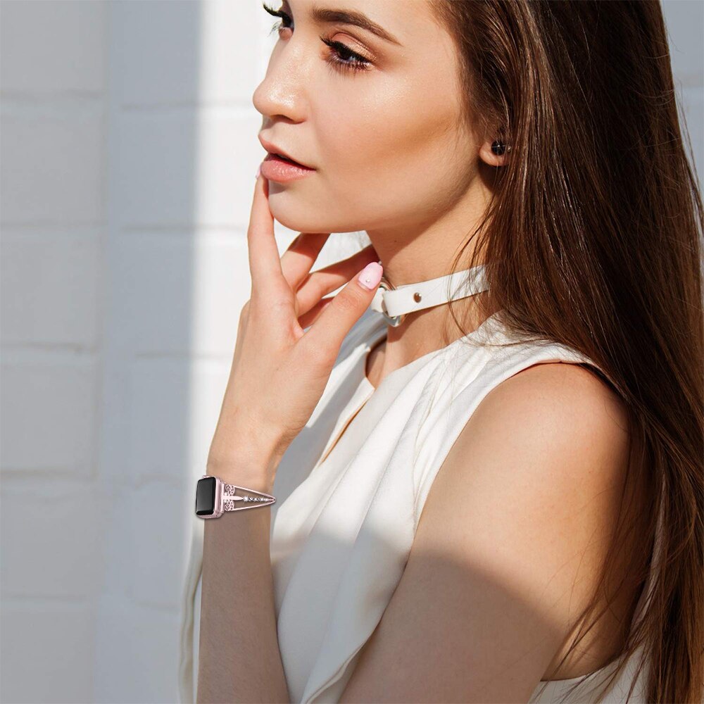 Women Diamond strap For Apple Watch band 38mm 42mm iWatch 5 4 band 40mm 44mm stainless steel strap Series 3/2/1 Accessories