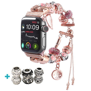 Diy Women Watch Strap For Apple Watch 5 4 Band 44mm Iwatch Bead Bands 42mm Accessories 40mm Series 3 2 Bracelet 38mm Watchband
