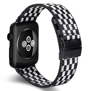 Fashion Checkerboard Style Nylon Strap For Apple Watch Band 9/8/7/6/5/4/3/2/1/SE For iWatch 38/40/41/42/44/45mm iWatch Strap Series Bracelet