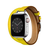 Double Tour Swift Leather Strap for Apple Watch 7 6 Band 5 4 3 Bracelet Wrist for iWatch SE Series 41/45mm 44/40mm 42/38mm Bands