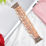 Bracelet Beadeds for Apple Watch Band 44mm 40mm 42mm 38mm Girl Cute Handmade Fashion Elastic Pearl Strap IWatch Series 5 4 3 2 1