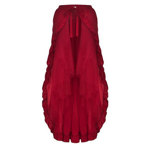Goth Maxi Long Women Steampunk Party Pleated Tulle Skirt Brown Blue Gothic Women Cosplay Wear