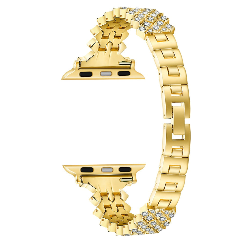 Women's Diamond Strap for Apple Watch Band 7 6 44mm 40mm 38/42mm 41/45mm Jewelry Metal Bracelet for iWatch Series 7 SE 5 3 Bands