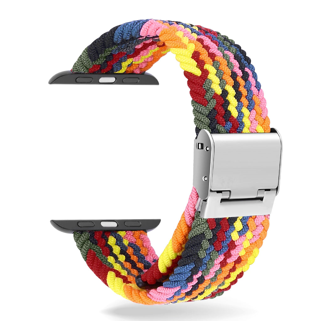 Adjustable elastic nylon Apple Watch Bands 44mm 40mm 38mm 42mm, iWatch Bands for Women Men, Adjustable Braided Solo Loop
