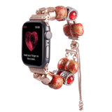 Fashion Detachable Wooden Beads Bracelet for Apple Watch SE Band Series 6 5 4 3 Women Jewelry Strap 40mm 44mm 38mm 42mm Belt