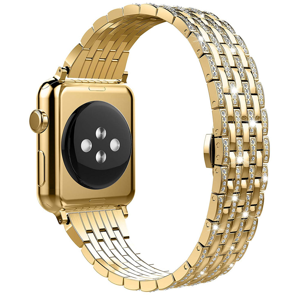 Luxury Metal Diamond Case For Apple Watch Stainless Steel Strap Watch Band