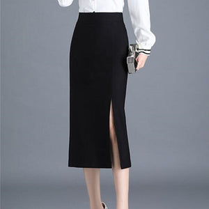 Women Office Spring Autumn Sexy Korean Black Pencil Skirts Ladies High Waist Elegant Long Skirt Party Club Skirt