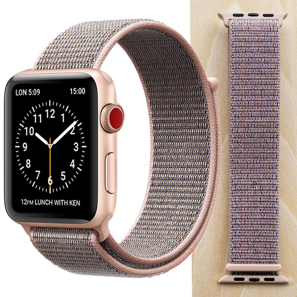 High Quality Nylon Sport Loop Replacment for Apple Watch band 44mm Series 5 4 3 2 1 Breathable Woven Strap 42mm iwatch 40mm 38mm