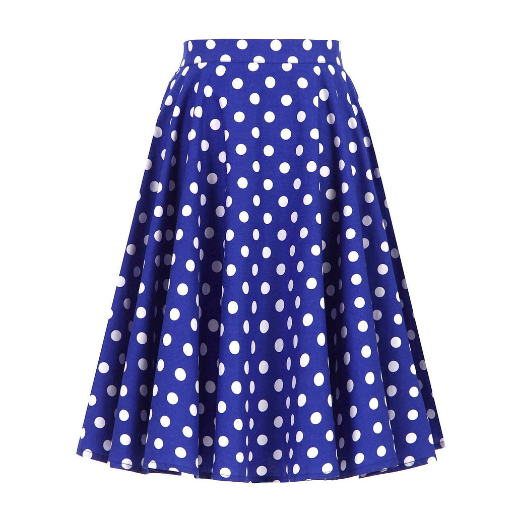 Autumn High Waist Skirt Cotton Womens Polka Dot Floral Print Vinatge Swing Pinup Rockabilly 50s Retro Vintage Party Skirts