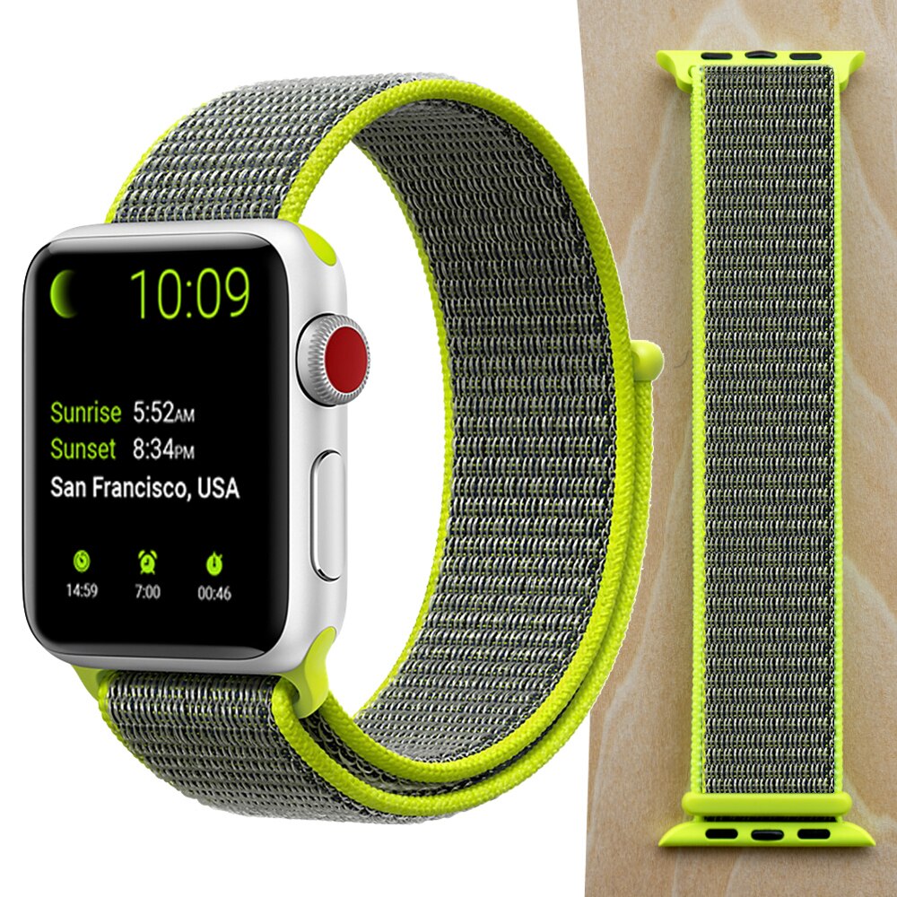 High Quality Nylon Sport Loop Replacment for Apple Watch band 44mm Series 5 4 3 2 1 Breathable Woven Strap 42mm iwatch 40mm 38mm