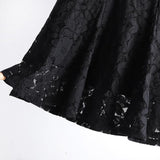 Women Summer Vintage Lace Korean Office Ladies Midi Skirt Sexy Trumpet High Waist OL Black Skirts
