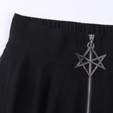 Solid High Waisted Asymmetrical Chiffon Long Punk Skirt Streetwear Goth Black Skirts