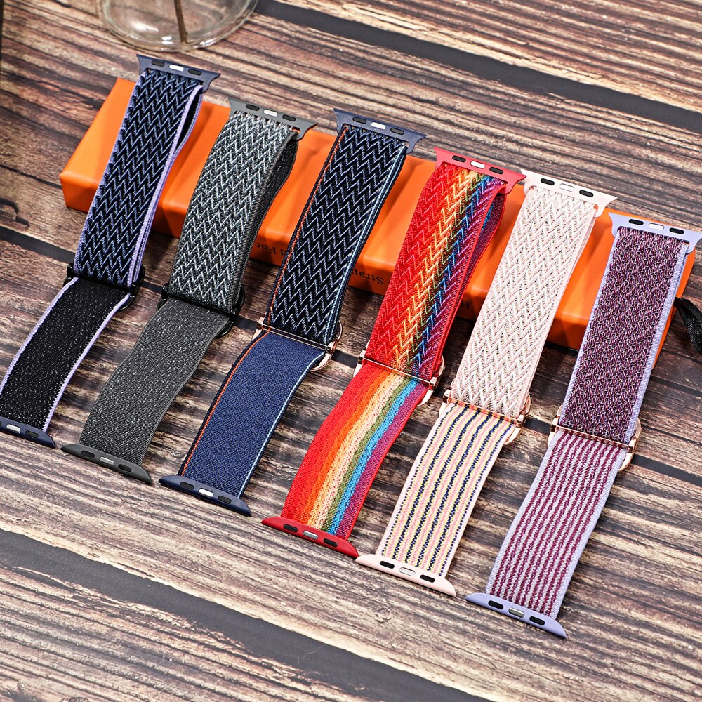 Nylon Strap for Apple watch band 44mm 40mm 38mm 42mm 44 mm Adjustable Elastic Sport solo Loop bracelet iWatch series 3 4 5 6 se