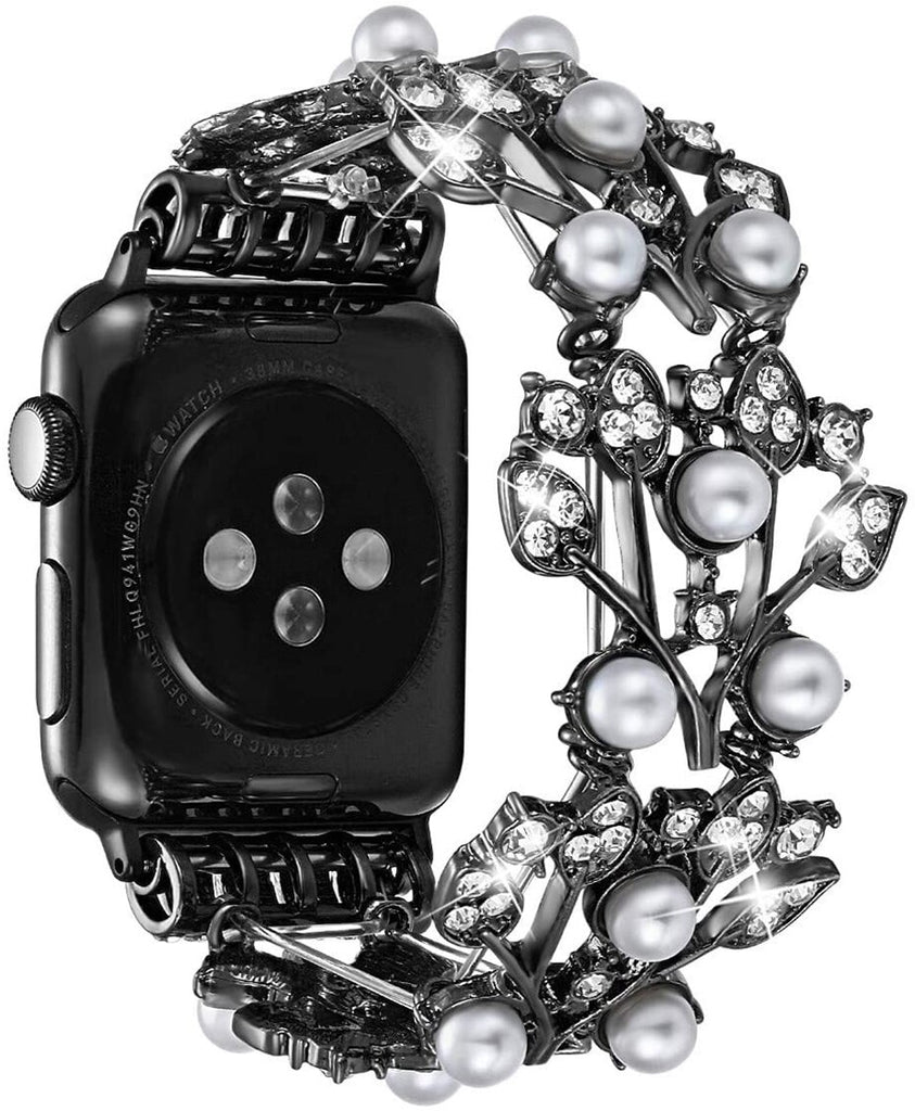 Watchband For Apple Watch Band 44mm 42mm Iwatch Series 5 4 3 2 40mm 38mm Elastic Pearl Beaded Bracelet Replacement Cuf Wristband