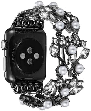 Watchband For Apple Watch Band 44mm 42mm Iwatch Series 5 4 3 2 40mm 38mm Elastic Pearl Beaded Bracelet Replacement Cuf Wristband