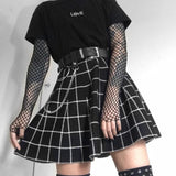 High Waist Plaid Mini Short A Line Pleated Skirts Casual Summer Punk Gothic Skirt