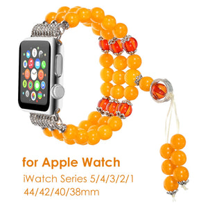 Bands for Apple Watch Band 38mm 40mm 42mm 44mm Beeswax Beaded Elastic Band for iWatch Series 5 4 3 2 1 Bracelet Straps for Women