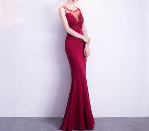 Backless Appliques Beading Long Evening Dress Elegant Long Party Dress