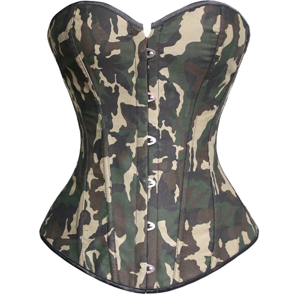 Women Sexy Camouflage Overbust Corset Gothic Waist Cincher Body Shaper Lace Up Corset Bustier Lingerie Top Army Girl Costumes